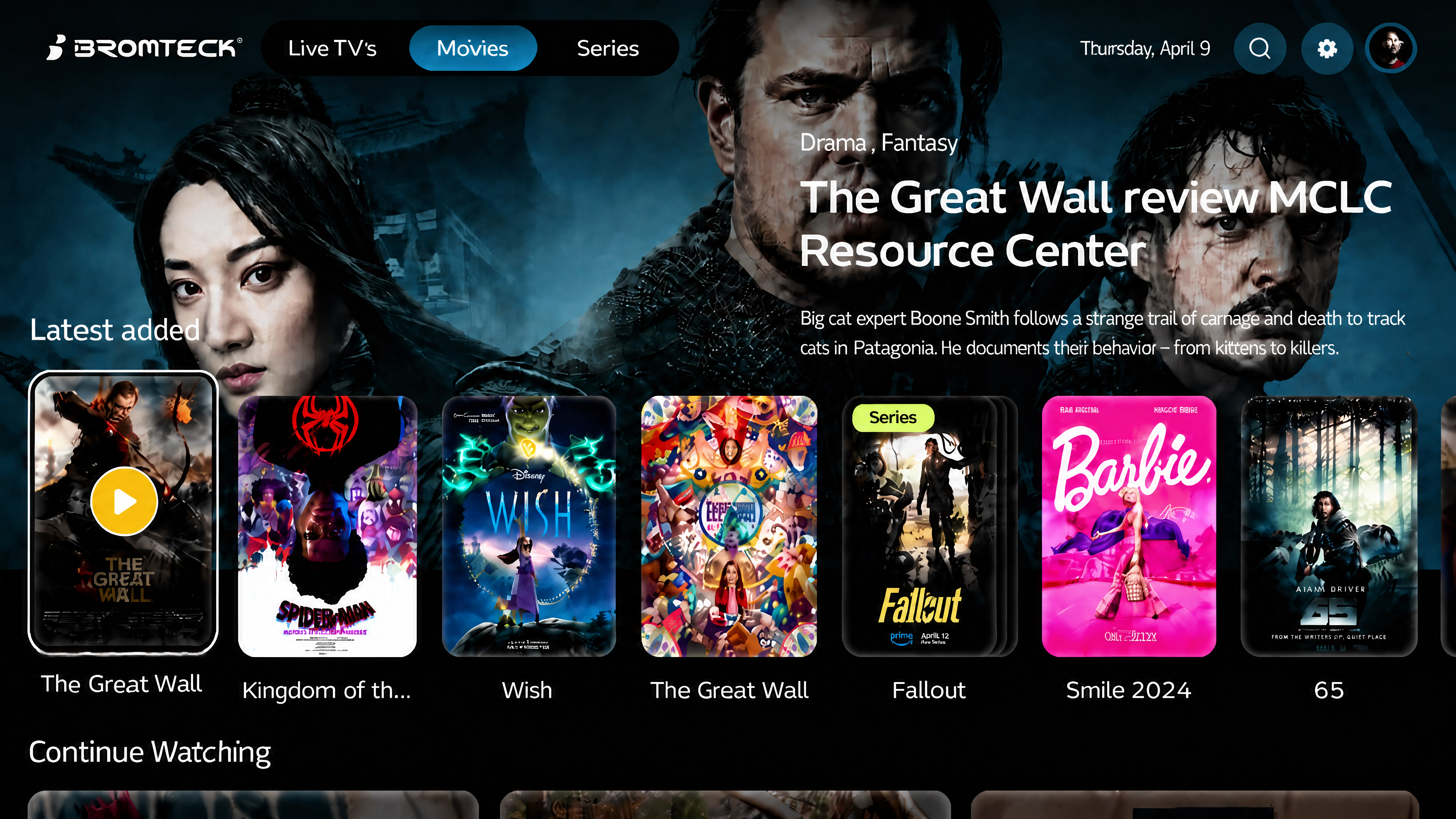 App Bromteck TV en pantalla de TV